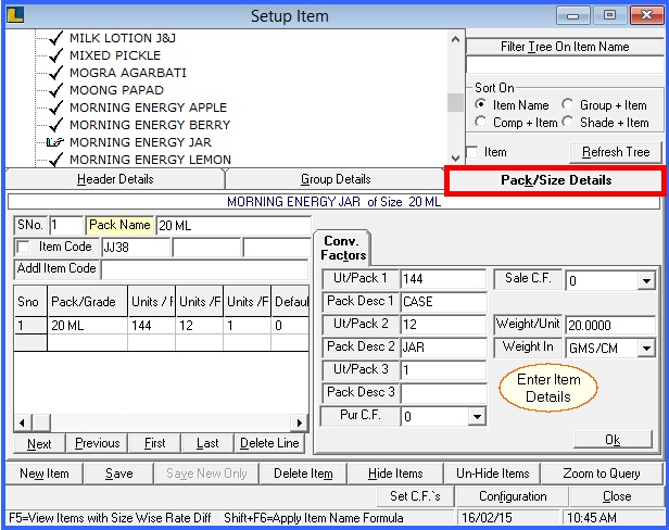 fmcg pack size details